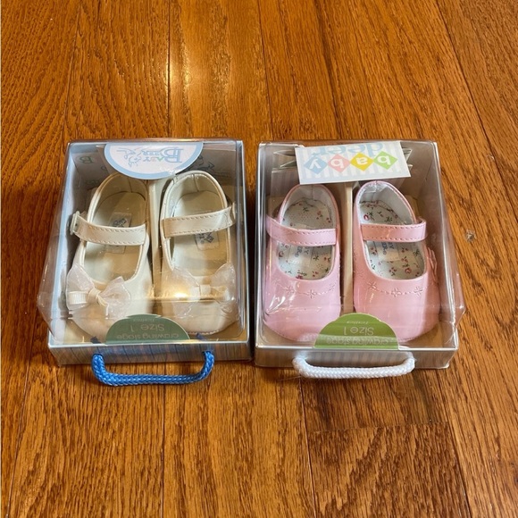 Baby Deer Baby Girl’s size 1 Dress Shoe Bundle of 2 pair-one pink and one cream - Picture 2 of 2
